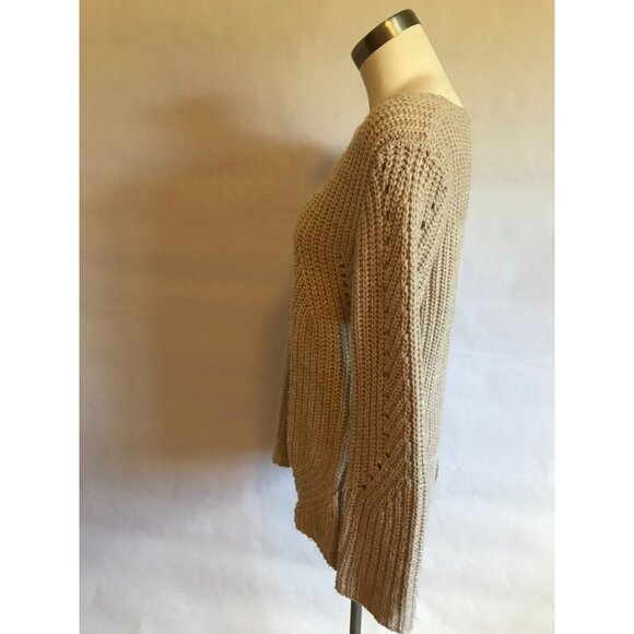 John + Jenn Oatmeal Tan Chunky Cable Knit Sweater W/ Braiding, Size Small - Picture 6 of 7